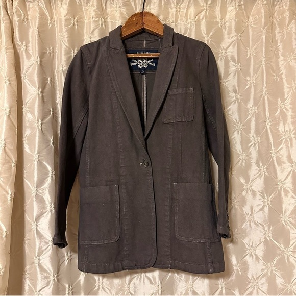 J. Crew Long Parke Blazer Denim Jacket Gray Brown - Picture 11 of 12